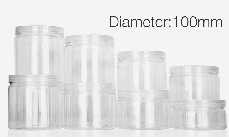CNJR01-Round Container-Clear PET-Plastic-Jars with-Screw-On-Cap-Lids-size3